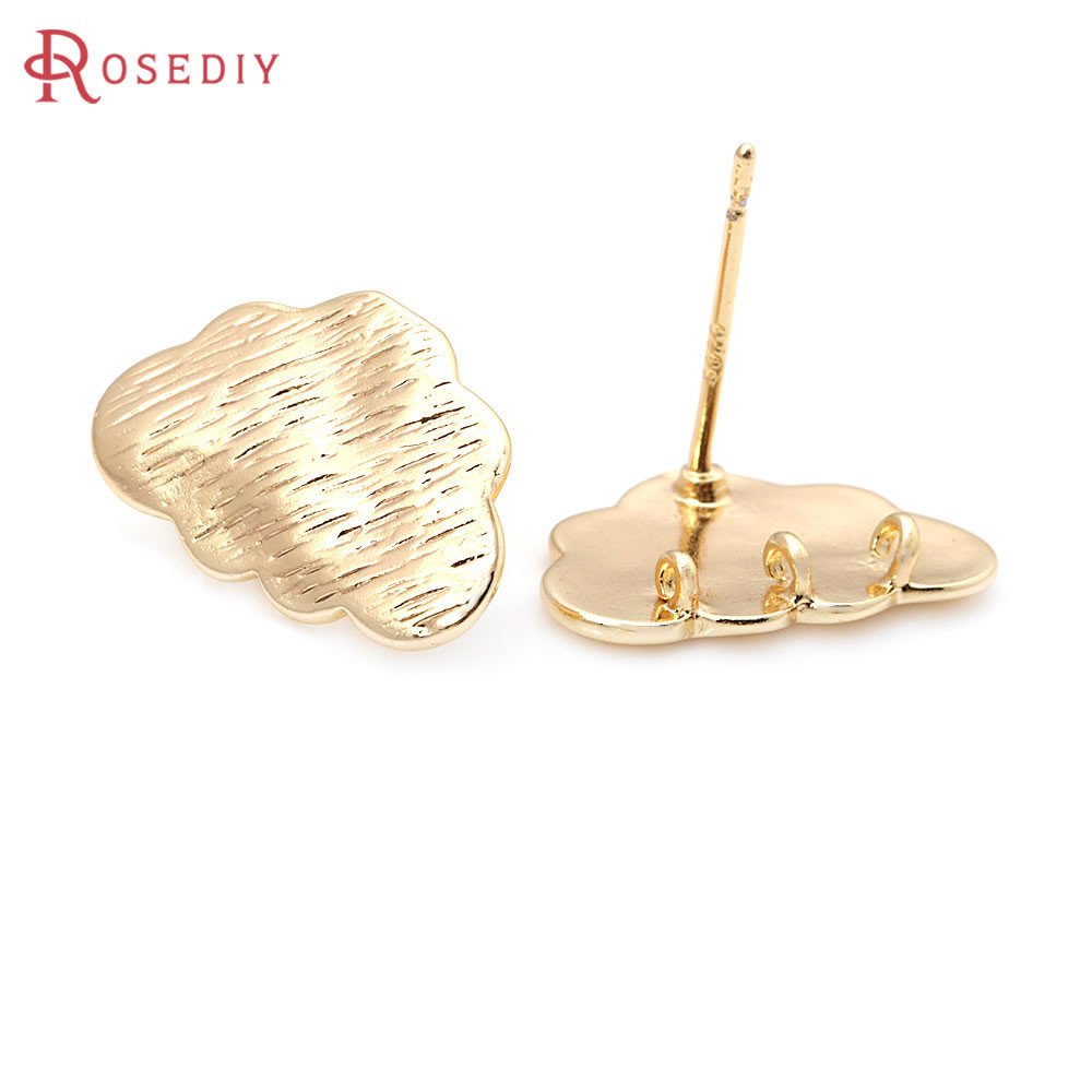 6PCS 18K Gold สีทองเหลือง Cloud Stud ต่างหู Pins ต่างหู Diy เครื่องประดับทําอุปกรณ์สําหรับผู้หญิง