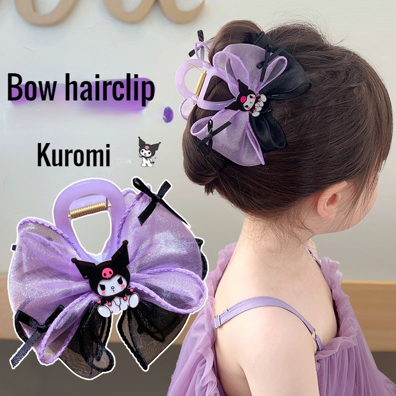 เด็ก Kuromii Headwear CinnamorollGirls กลับคลิปผมหัวขดผม Melody คลิปฉลาม Headwear สาวตาข่ายโบว์ Hairpin