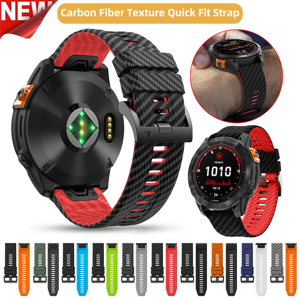 22 มม.26 มม.คาร์บอนไฟเบอร์สายคล้องคอซิลิโคนสร้อยข้อมือกีฬา Quick Fit สําหรับ Garmin Descent Mk3i 51 