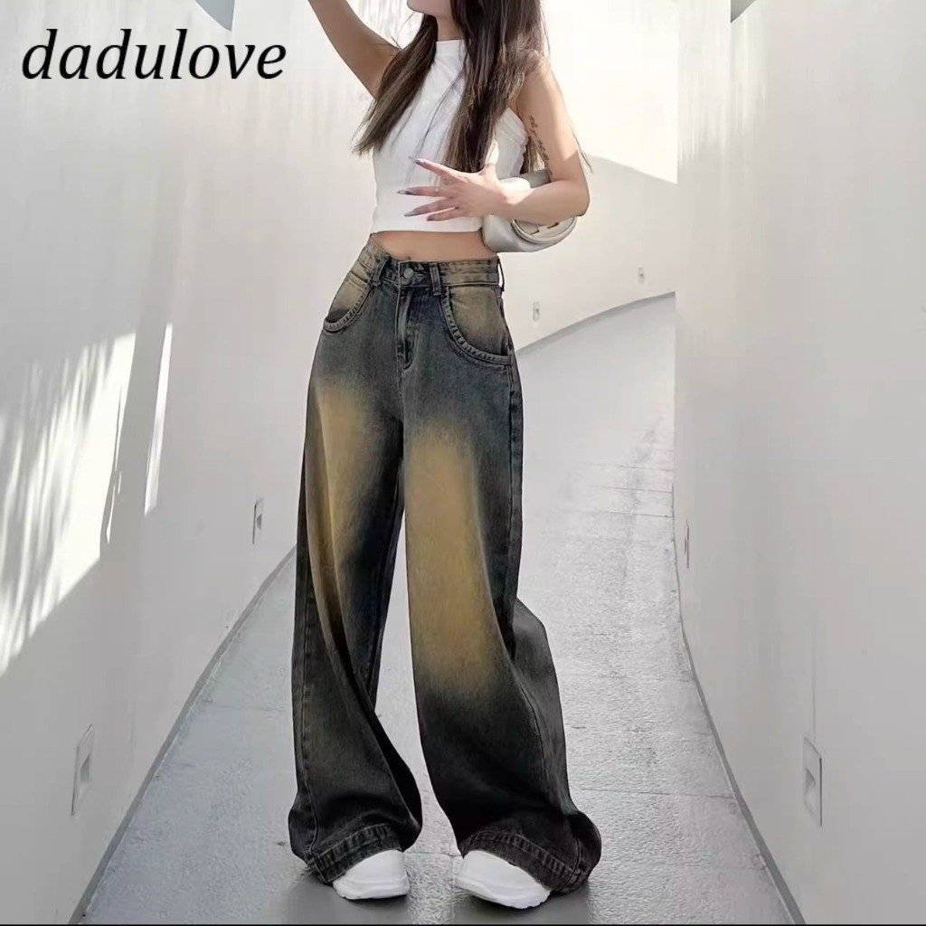 DaDulove New American Style Ins High Street Hip Hop Jeans Niche High Waist Loose Wide Leg Pants plus Size Trousers