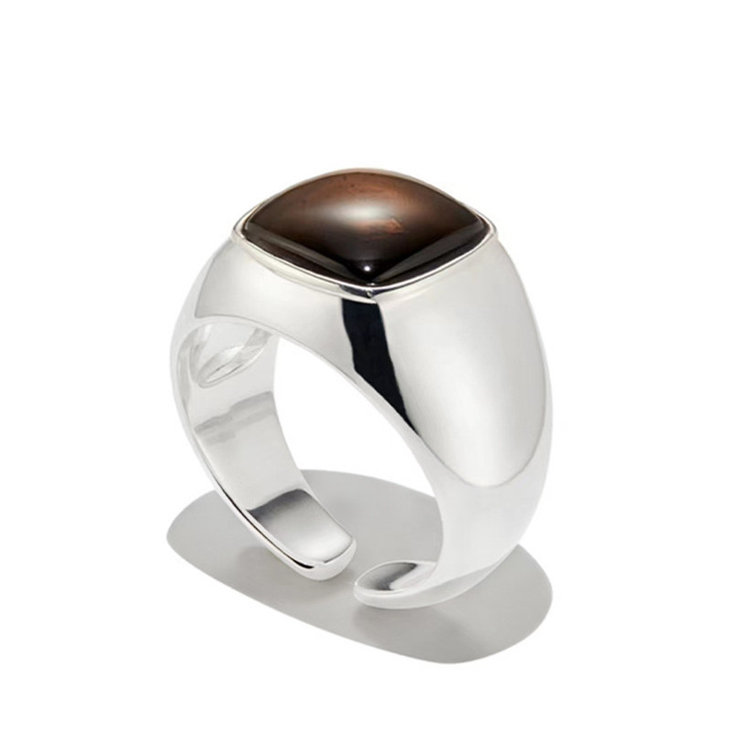 2024หวนคริสตัลชาเงินแท้สไตล์ยุโรปและอเมริกา S925ไม่ซีดจางสไตล์เย็นชาเฉพาะเครื่องประดับฮิปฮอปสำหรับผู