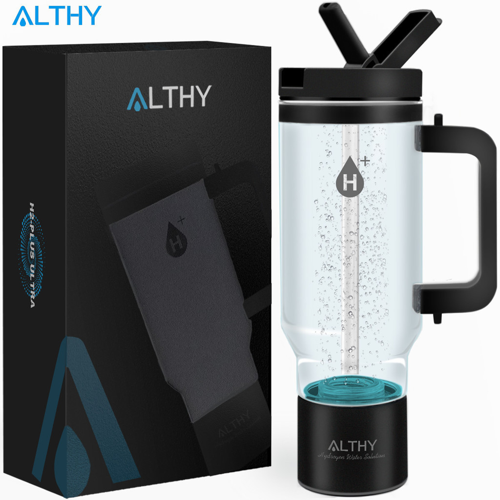 Althy ขวดเครื่องกําเนิดไฟฟ้าน้ําไฮโดรเจนถ้วย DuPont SPE + PEM Dual Chamber,1000ml Ultra Capacity & 4000mAh Plus แบตเตอรี่,หลอดในตัว