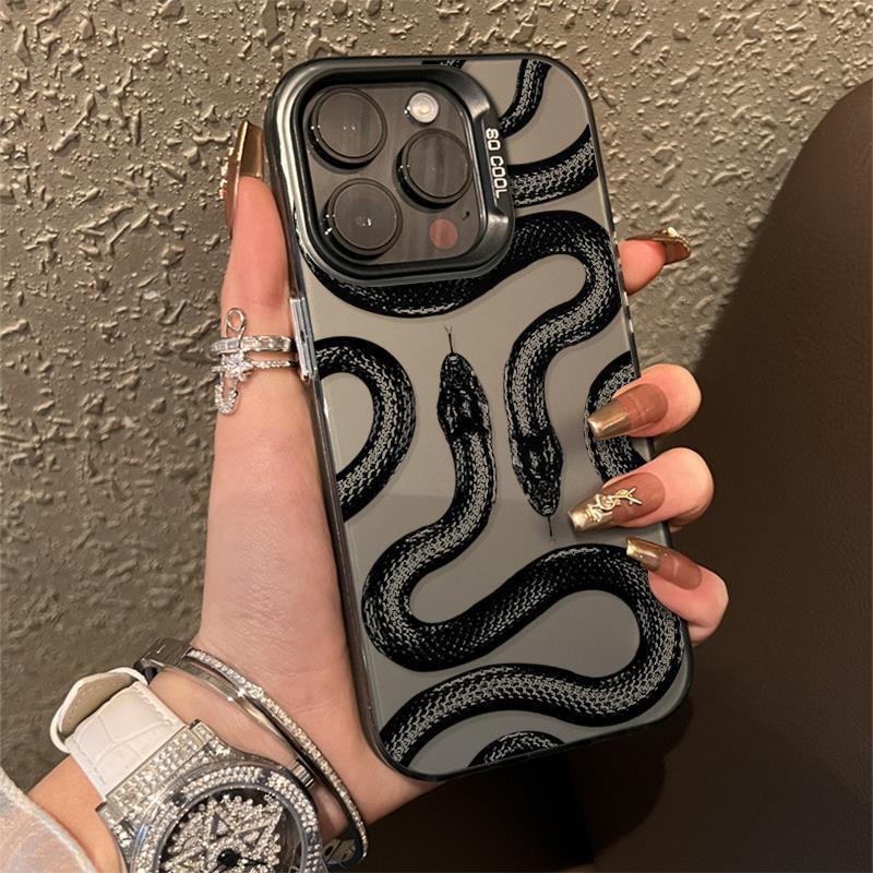 สัตว์ Black Mamba Double-Headed Snake King Appleเคสโทรศัพท์เหมาะสําหรับiPhone 11 12 13 pro max 14pro