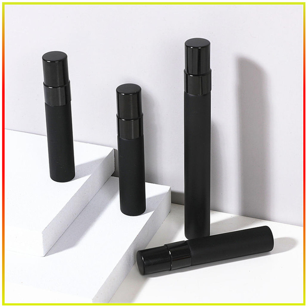 5ml 10ML หรูหราแบบพกพาแก้วน้ําหอม Mini ขวดกระเป๋าขนาดเล็ก Matte สีดําสี Atomizer แก้ว Mist Sprayer Travel