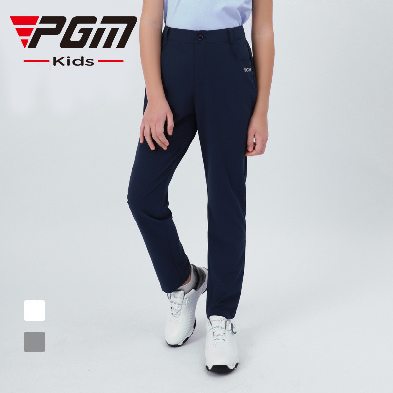 กางเกงกอล์ฟขายาว เด็ก PGM KUZ109 สีกรม ขาว เทา