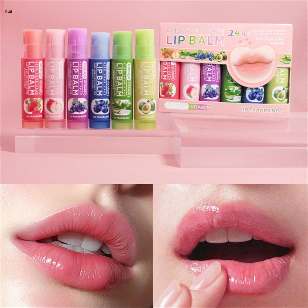 Bosuya Lip Balm Set Moisturizing Care Finishing Lip Pattern ปรับปรุง Lip Care ลิปสติก nuuo