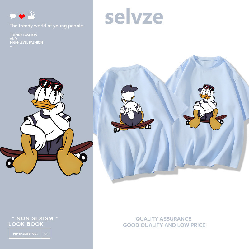 SELVZE（จัดส่งตลอด 24 ชั่วโมง） Printed T-shirt，น่ารักDisney Donald Duckเสื้อยืดแขนสั้นพิมพ์ลาย T1986