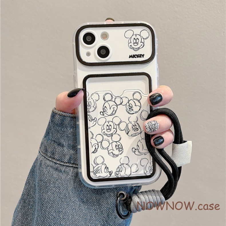 สําหรับiphone 15 14 13 12 11 Pro MAX X XR XS MAX 7 8 plus SE 2020 การ์ตูนน่ารักสายMickeyกรณีเคสโทรศัพท์ปกอ่อน