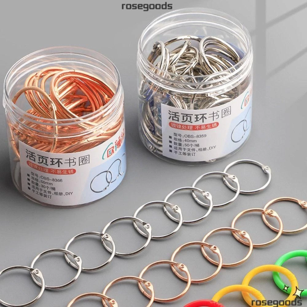 Rose Binder แหวน,โลหะอุปกรณ์สํานักงาน Loose-leaf แหวนคลิป,ทนทาน 20/30/40/50 มม.เงิน/Rose Gold Binding คลิปอัลบั้ม