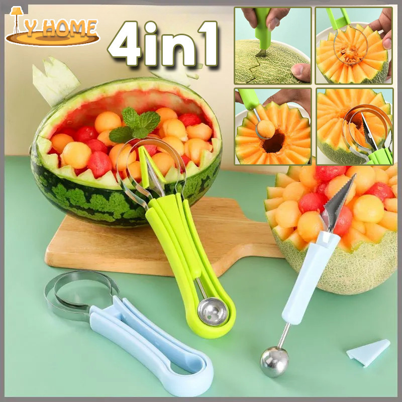 4in1ที่ขุดผลไม้ แตงโม ที่ตักแตงโม ที่ตัด ตักผลไม้ มีดแกะสลัก ขุดผลไม้ ขุด เยื่อ ผลไม้ แกะสลัก