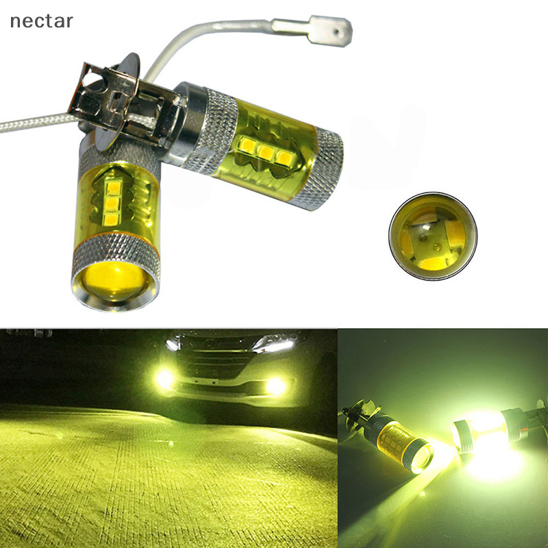 Tar 2 ชิ้นไฟ LED หมอก 12-24V H3 80W 16 SMD LED ไฟตัดหมอกรถยนต์สีเหลือง High Power N
