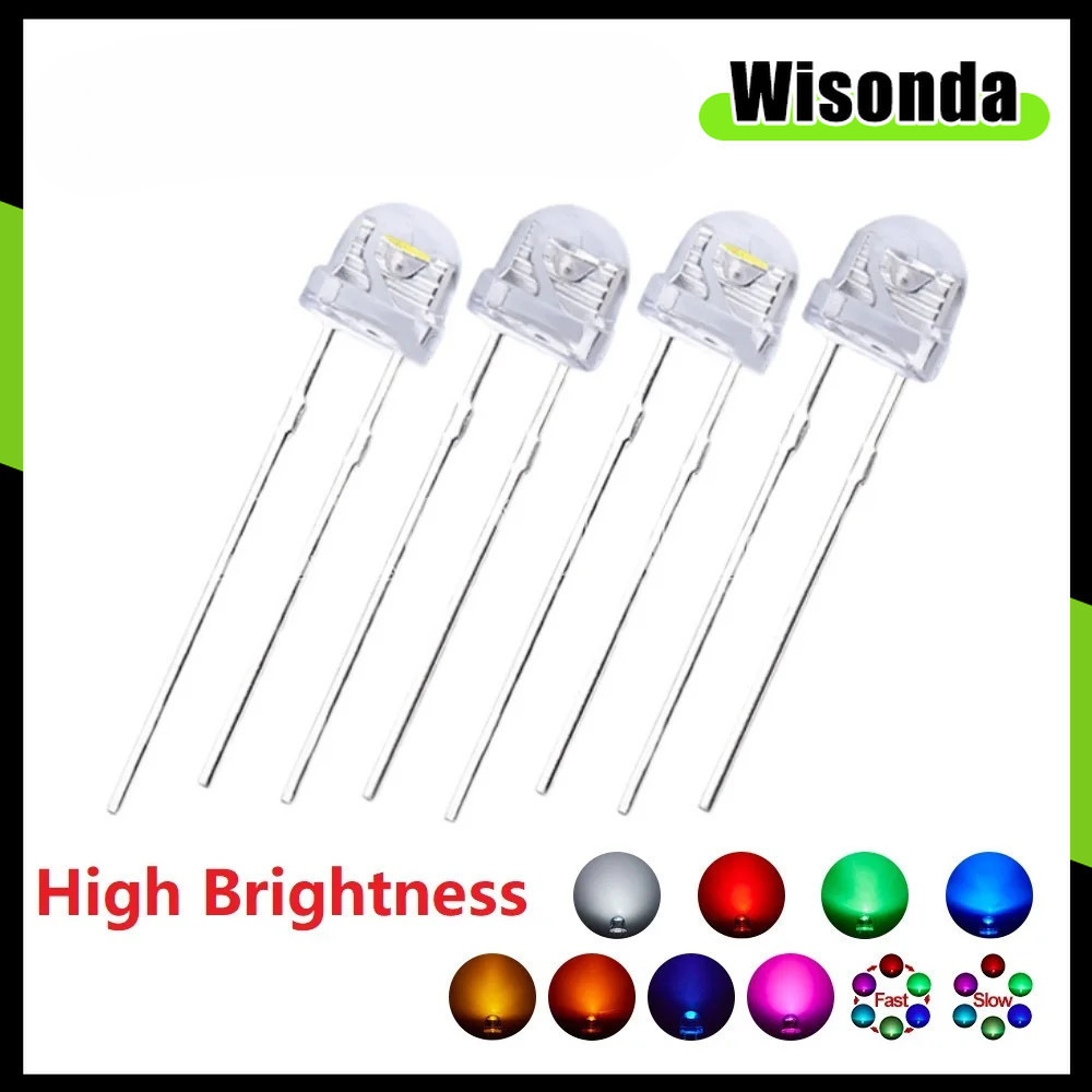 50PCS F5 5 มม.หมวกฟาง LED Emitting Diode Micro Indicator ความสว่างสูงหลอดไฟมุมกว้างโปร่งใส Strawhat