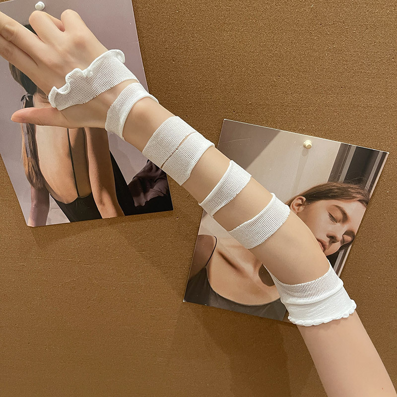 Y2k Retro Bandage ถุงมือตัดเย็บสําหรับหญิงสาว JK Lolita และอะนิเมะปกปิดถุงมือมือสําหรับผู้หญิง