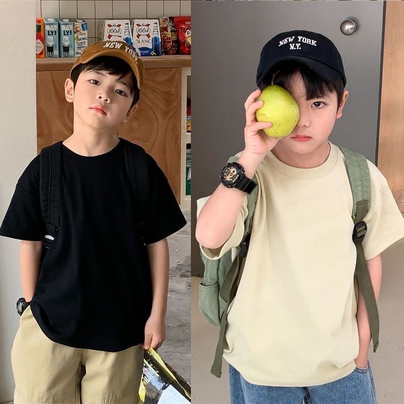 (จัดส่งตลอด 24 ชั่วโมง)Kids T shop เสื้อยืดแขนสั้น ผ้าฝ้ายแท้ 100% ลาย (2-14 ปี) สีพื้น สําหรับเด็ก
