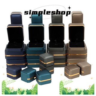 เรียบง่าย กล่องแหวนตกแต่งงานแต่งงานกํามะหยี่เครื่องประดับบรร…