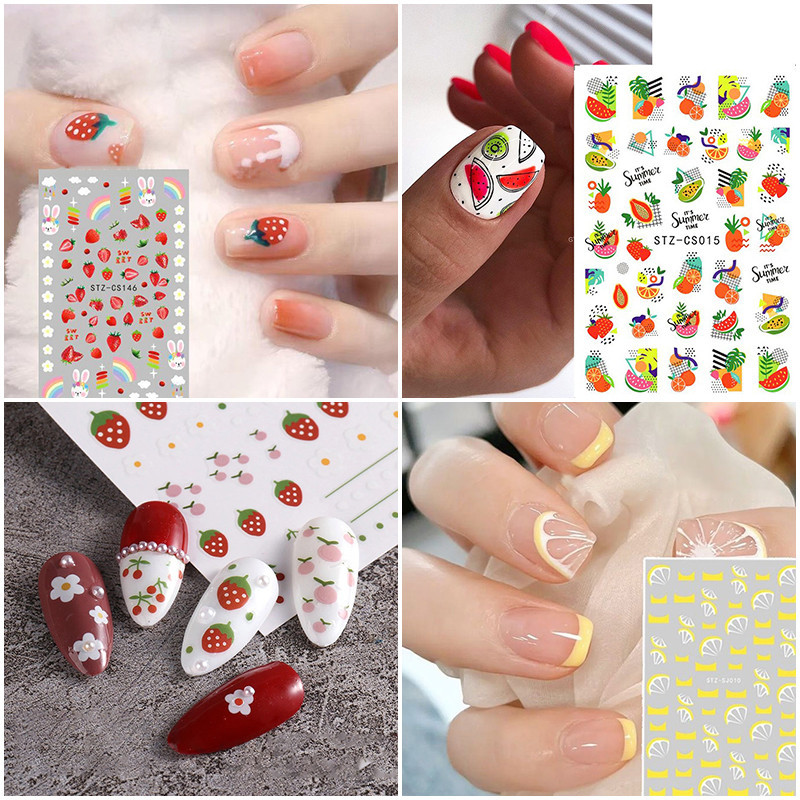 Creative Lemon Nail Stickers Lovely Summer Fruit Pattern Nail Patch Fashion Nail Accessories Girl Gift Supplies