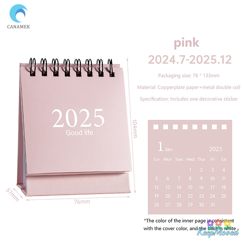 Keepmoved 2025 เดสก์ท็อปตกแต่งนักเรียน Morandi สีมินิปฏิทิน Simple Plan ปฏิทินตั้งโต๊ะขนาดเล็กน่ารัก Daily Planner อุปกรณ์สํานักงานใหม่