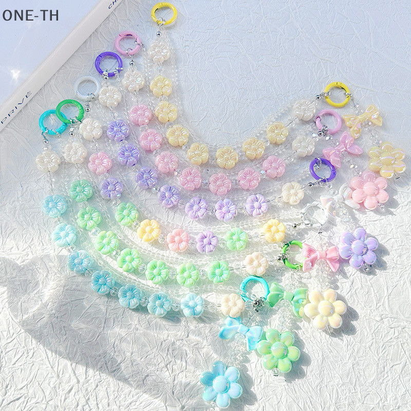 One-th พวงกุญแจแฟชั่นสายรัดโทรศัพท์ดอกไม้ที่มีสีสัน Bowknot กระเป๋ากล้อง Lanyard Lovley จี้ของขวัญใหม่