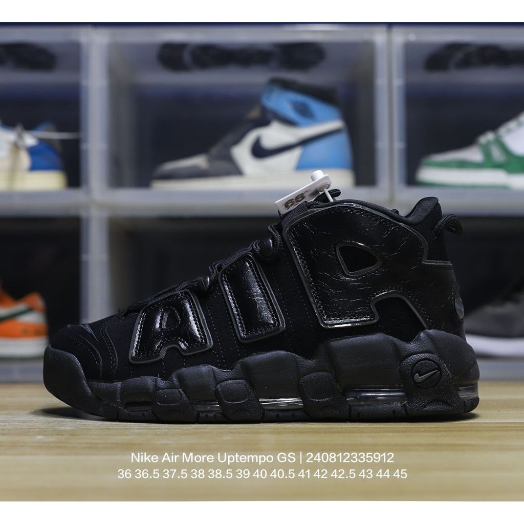 Nike Air More Uptempo GS "White/Silver" Pippen Generation Series Classic High Street All-match Casual Sports รองเท้าบาสเก็ตบอลวัฒนธรรม
