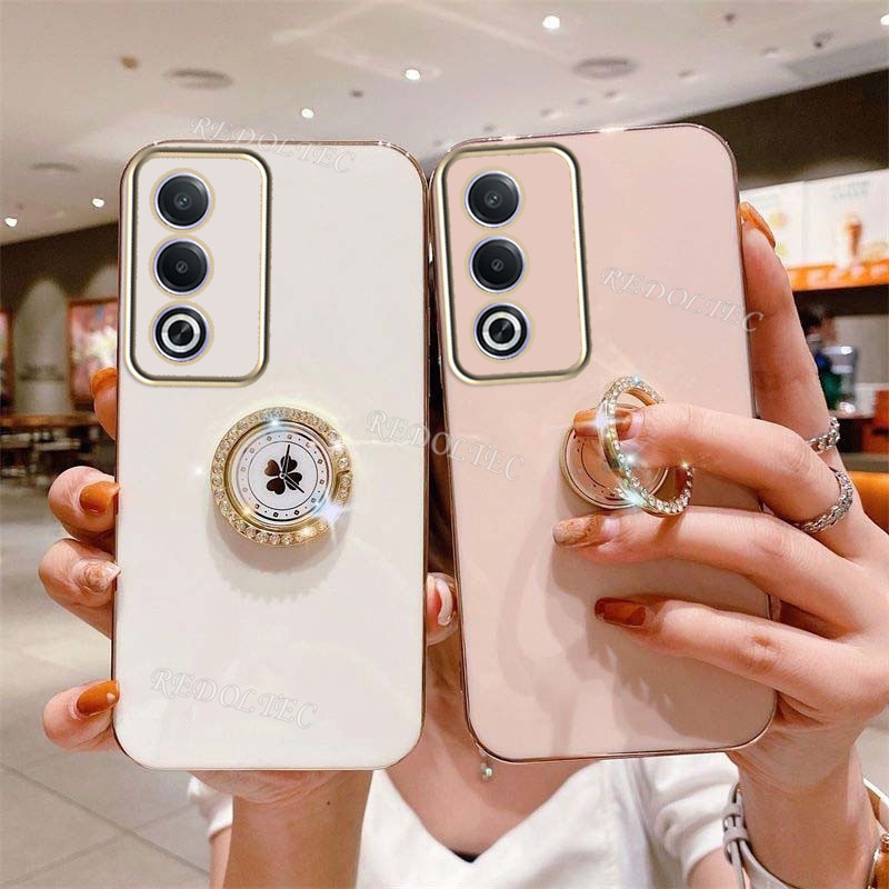 Oppo A3 Pro 5G ปลอก 2024 เคสดีไซน์ใหม่ OPPOA3Pro OPPO A3Pro 3 Pro หรูหราซิลิโคนอ่อนนุ่มฝาครอบโทรศัพท์Electroplated พร้อมขาตั้งแหวนผู้ถือ