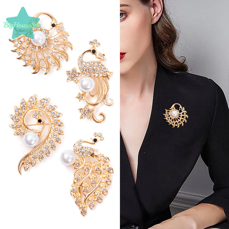 เข็มกลัดนกยูงคริสตัล Rhinestone งานละเอียด แฟชั่น thumbnail 5