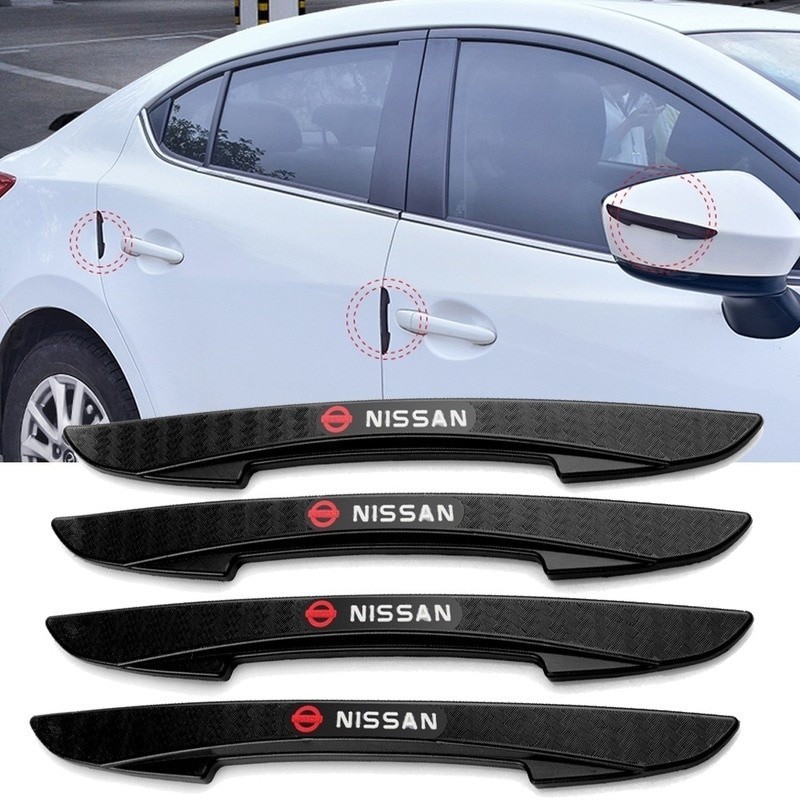 4 ชิ้นประตูรถ Anti-Collision Strip กระจกมองหลังสติกเกอร์ป้องกันสําหรับ Nissan March Almera หมายเหตุ Livina Juke X-trail Sentra Navara Tida Teana Altima Gtr Livina Kicks