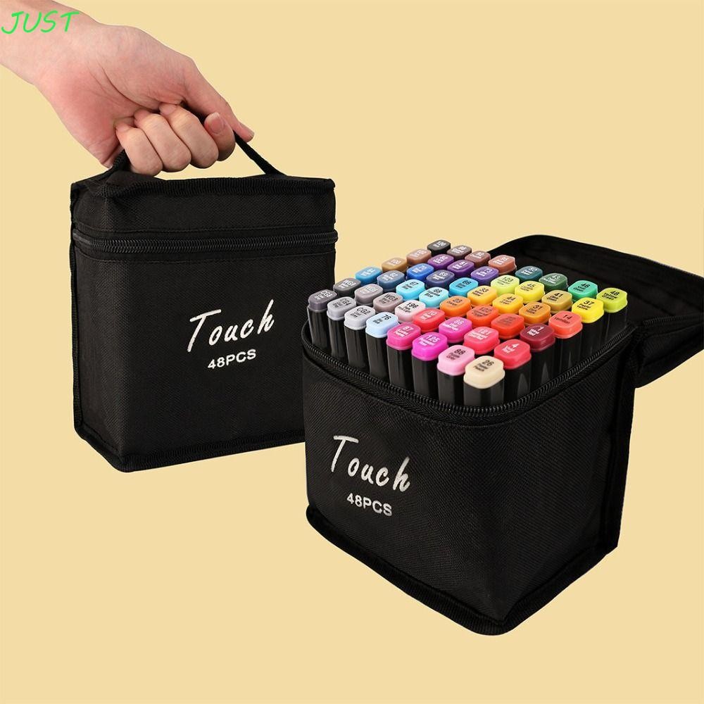 Just Art Marker Pen Storage Bag, กระเป๋าดินสอความจุขนาดใหญ่ Marker Pen Organizer, Hand-held Canvas Zipper Square Marker Pen Pouch เครื่องเขียน