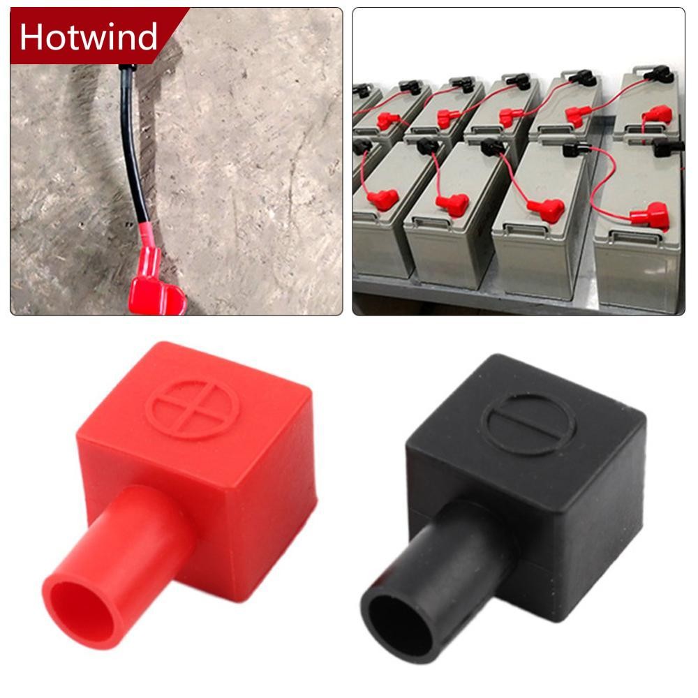 Hotwind 2 ชิ้น Universal Square รถจักรยานยนต์แบตเตอรี่รถยนต์ Terminals ยางครอบคลุมแบตเตอรี่ Terminal