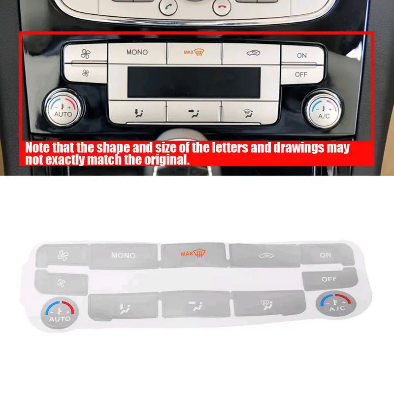 1Pc Car Air Condition AC Climate Control Button Repair Sticker Decal Silver/Black AC Car Stickers fo