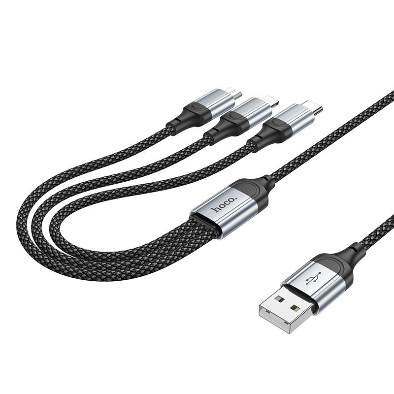 HOCO X102 สายชาร์จ 3 หัว 3in1 Micro + Type-C + iOS จ่ายไฟ 2.4a / iOS 2.4A / สายชาร์จเร็ว PD 27W  ยาว 1 เมตร สายชาร์จ hc1 ราคา ถูกที่สุด ดีลบีเคเค แกลเลอรีภาพที่ 4