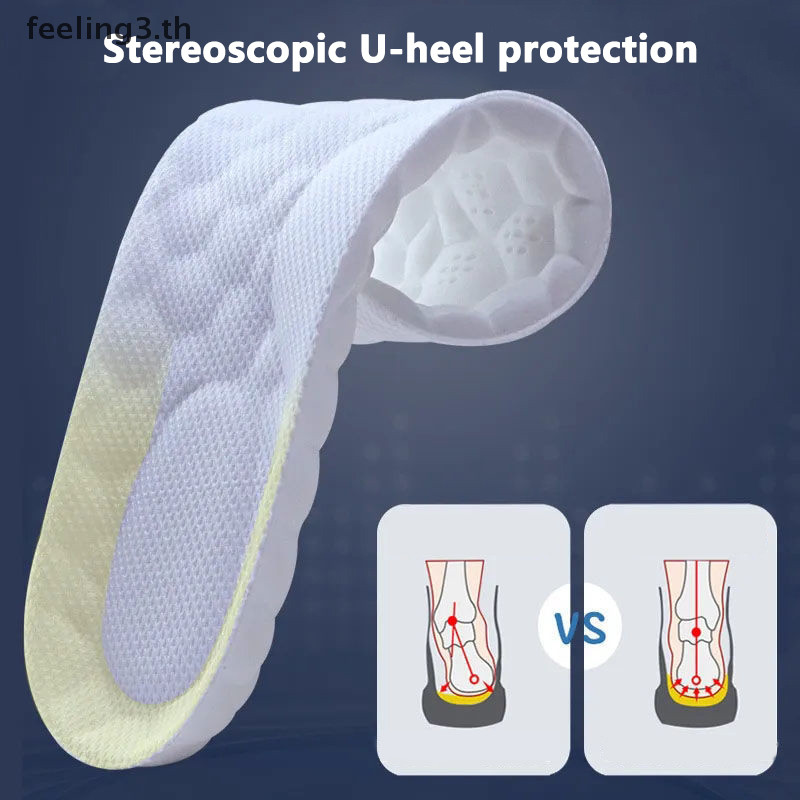 { Feeling3.th } High Elasticity Latex Sport Insoles Soft Shoe Pads Arch Support Orthotic Insoles Breathable Deodorant Shock Absorption Cushion.