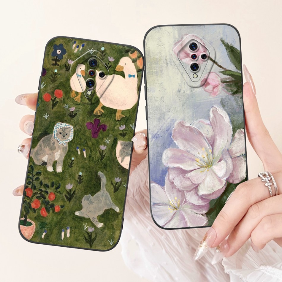 Vivo S1 Pro 1920 1920_20 / S1 Prime V1937 เลนส์ป้องกันกรณี Vivo S1Pro S1Prime แฟชั่นทาสีซิลิโคนอ่อนนุ่มเคสโทรศัพท์