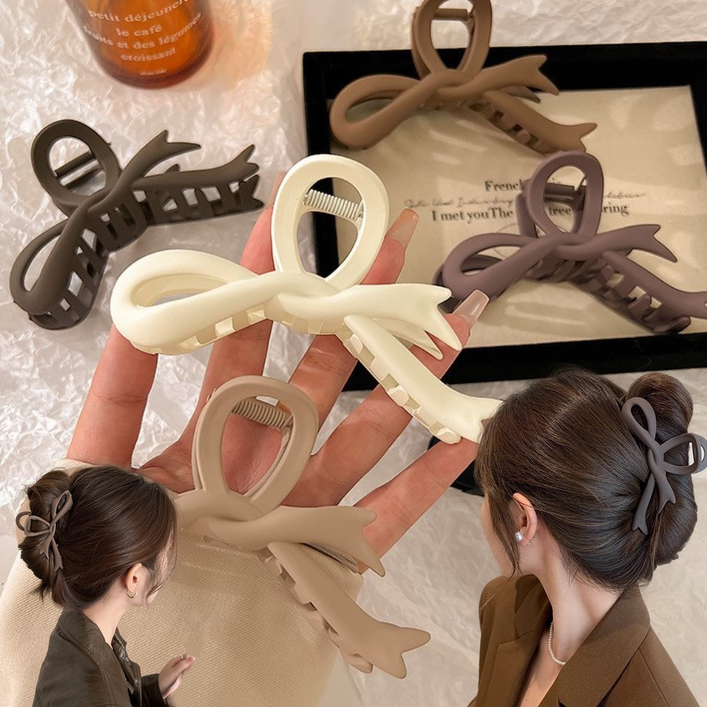 Simple Bow Grab Clip 2024 กิ๊บติดผมอเนกประสงค์แฟชั่นใหม่ Niche Design Shark Clip เครื่องประดับผม