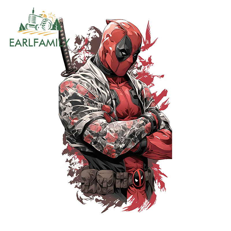 Earlfamily 13 ซม.Deadpoolอะนิเมะครึ่งBodyรถสติกเกอร์รถจักรยานยนต์กันชนWindowsกันน้ําไวนิลDecalsแฟชั่นScratch-Proofรถจัดแต่งทรงผม