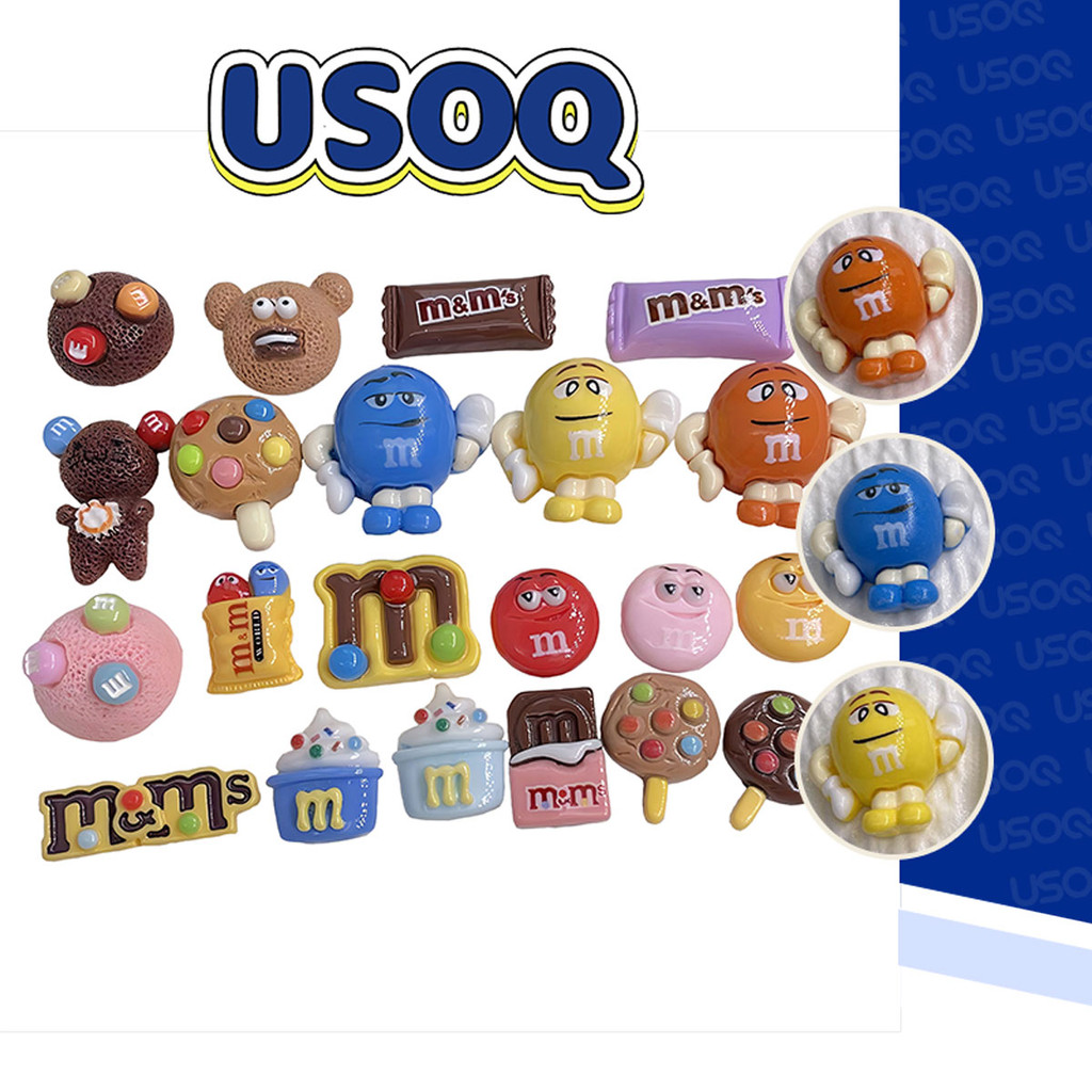 Usoq Jibbitz Crocs การ์ตูน M ช็อกโกแลตชิป bean Cave รองเท้าหัวเข็มขัด DIY อุปกรณ์เสริม Crocs Charm Jibbitz ปุ่ม