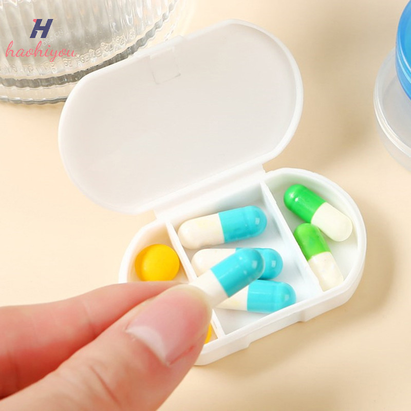 <haohiyou> กล่องยายาแบบพกพากล่องยาแท็บเล็ต Splitter Holder Storage Organizer คอนเทนเนอร์กรณี Pillbox 3-Grids Mini Dispenser Nice