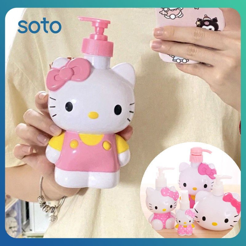 ♫ ขวดบีบสบู่ Sanrio Hello Kitty ขวดบีบโลชั่นแชมพูน่ารัก การ์ตูน อนิเมะ บรรจุขวดความจุสูง