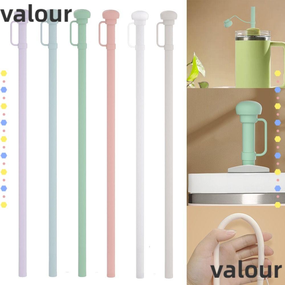 Valour หลอดซิลิโคน, หลอดเส้นผ่านศูนย์กลางขนาดใหญ่พร้อมฝาปิดฟางยาว, อุปกรณ์ปาร์ตี้ขวดน้ําแบบใช้ซ้ําได้หลอดดื่มสําหรับ 40 ออนซ์ 30 ออนซ์ถ้วย Tumbler สําหรับห้องครัวและบาร์