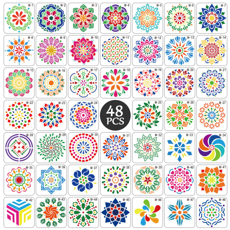 Mandala Painting Template PET Plastic Hollow Template Ruler DIY Painted Wall Spray Template