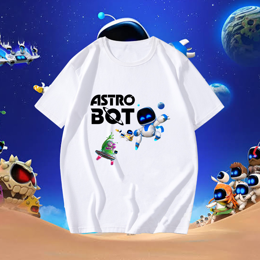ใหม่ เสื้อ PS5《Astro Bot》เสื้อยืด ไม่จำกัดเพศ ราคาถูก ฝ้าย 100% ขนาด PS-01 แบบ Unisex
