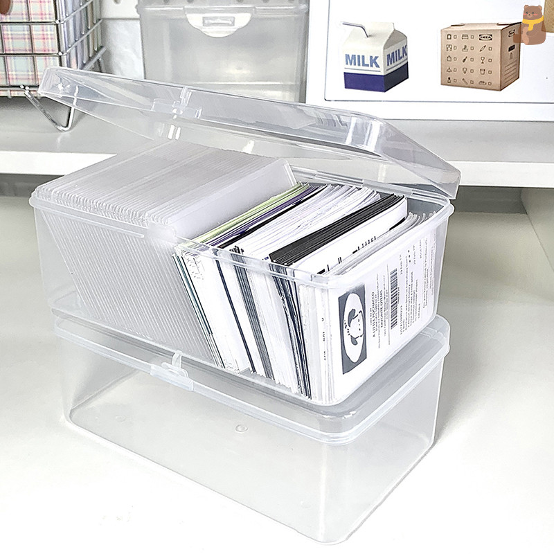 [TA] Photocards Storage Box Transparent Stickers Korea Idol Card Holder Desk Storage Organizer Classification Box Stationery TH