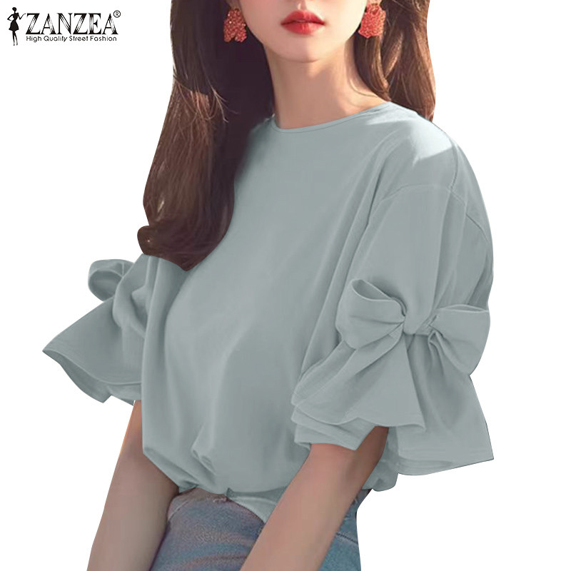 Zanzea เสื้อเบลาส์ทรงหลวมแฟชั่นเกาหลีสําหรับผู้หญิง