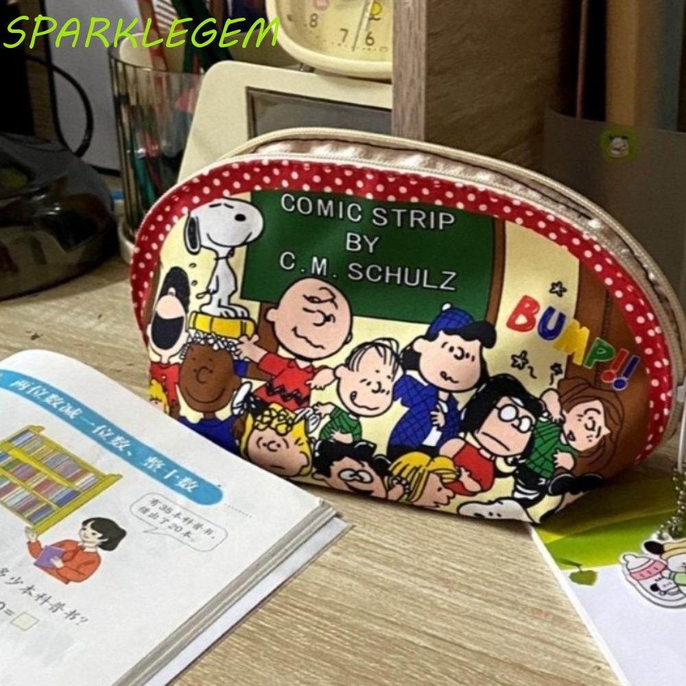 ประกายไฟ กระเป๋าเครื่องเขียนสนูปปี้,สุนัขอะนิเมะการ์ตูนปากกากระเป๋า,แฟชั่นผ้าใบความจุขนาดใหญ่กระเป๋าเครื่องสําอางแต่งหน้าถุงเก็บนักเรียนเขียน