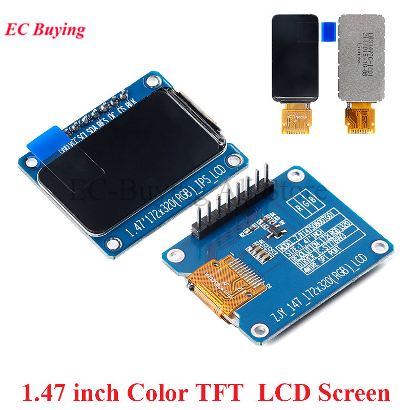1.47 "1.47 นิ้ว 172x320 SPI Full Color TFT HD หน้าจอ IPS LCD จอแสดงผล LED โมดูล 172*320 ST7789 Contr