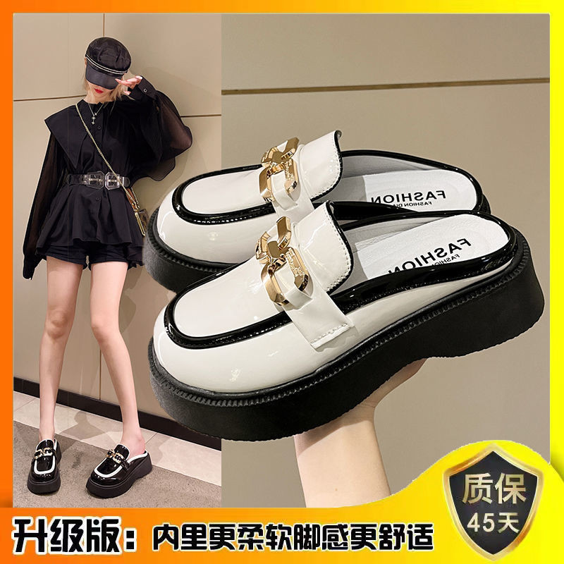 หนา-soled รองเท้าแตะครึ่งผู้หญิงแฟชั่น Outing Lazy รองเท้าแฟชั่นสไตล์ใหม่ Wedge รองเท้าสวมใส่ด้านนอกหญิงตั้งครรภ์ Toe-Covered รองเท้าแตะ S