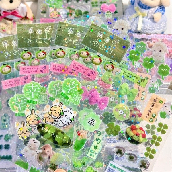 Steve 4 ชิ้นชุดสีเขียว four-leaf Clover โปร่งใส Star Glitter ฟิล์มตัดสติกเกอร์ Jouranl Deco สติกเกอร์ ราคา ถูกที่สุด ดีลบีเคเค แกลเลอรีภาพที่ 5