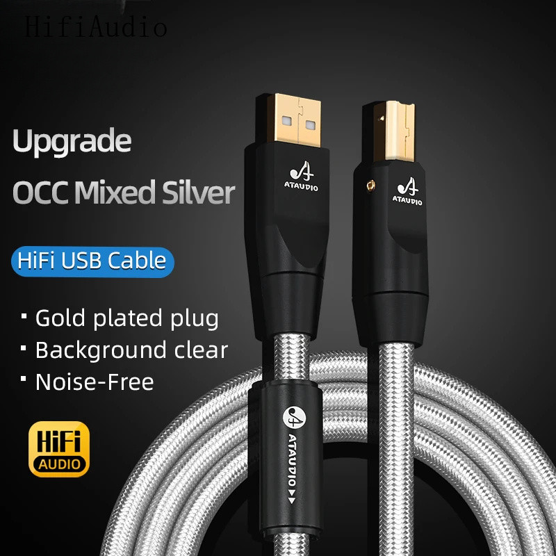 Hi-End ไฮไฟเสียงสาย USB 7N OFC เงินผสมอัพเกรดประเภท A เพื่อพิมพ์ B USB C-B A-C C-C เคเบิ้ลสำหรับ DAC โทรศัพท์เครื่องขยายเสียง