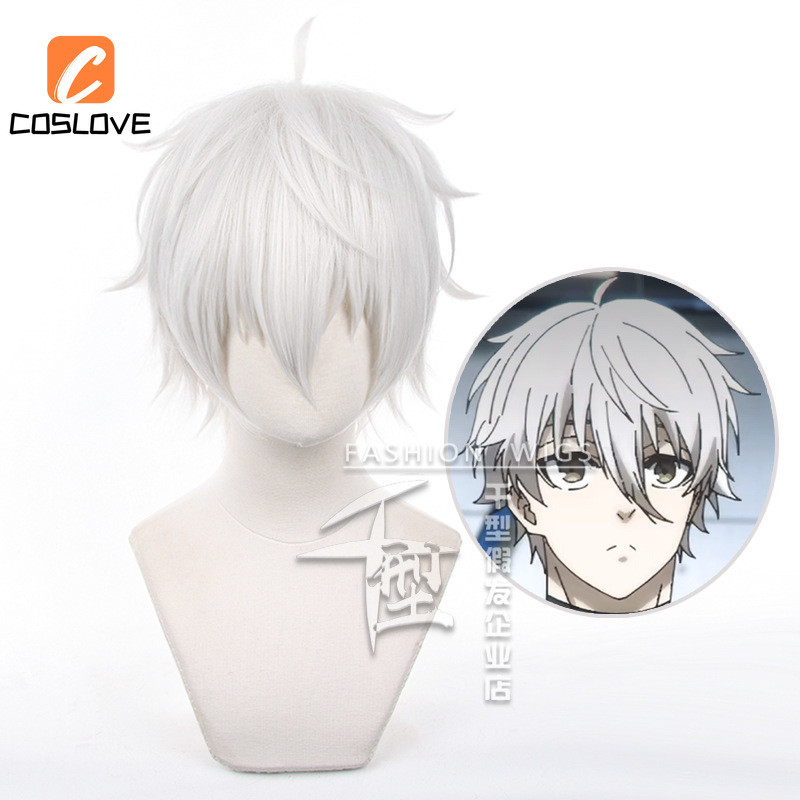 อะนิเมะ Blue Lock Sishiro Nagi คอสเพลย์วิกผมชุดสําหรับ Man สีขาวตรงกลางผมคอสเพลย์วิกผมชุด Perfect Restoration
