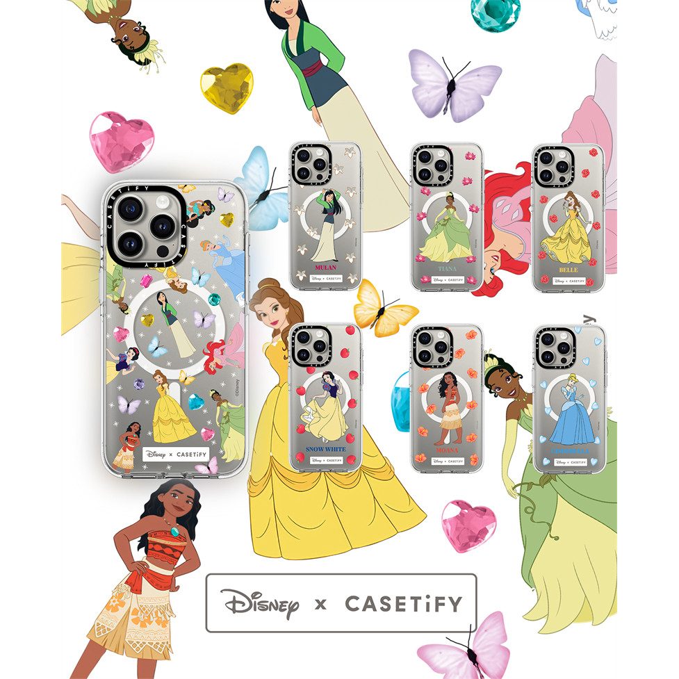 Casetify X Disney princess Series แม่เหล็กดูดอะคริลิคใสกลับ IPhone กรณี Impact สําหรับ Apple IPhone 13 14 15 16 Pro Max 16 Plusพร้อมกล่อง