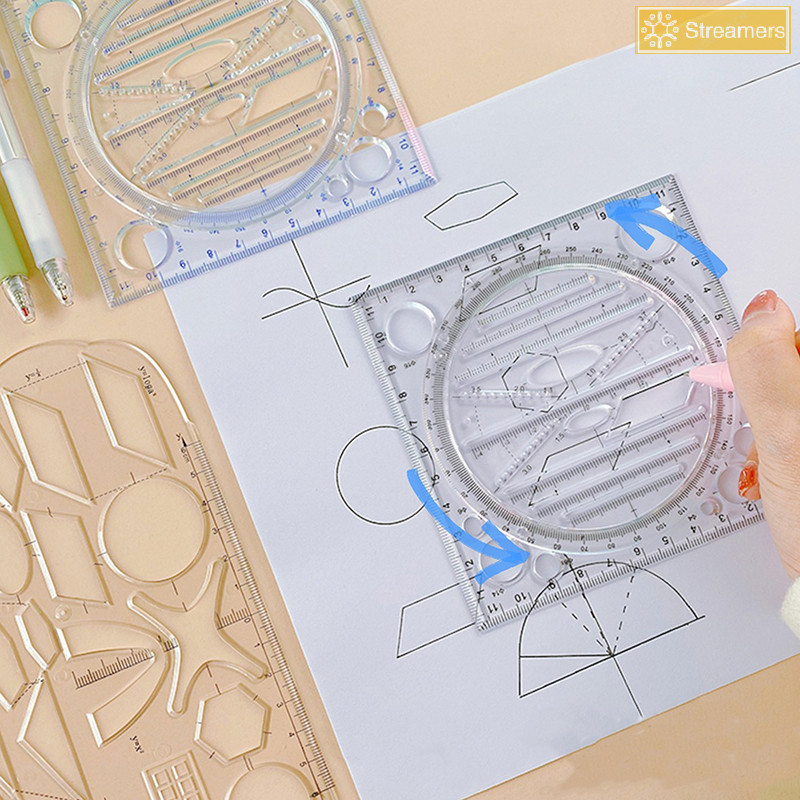 {Streamers} Angle Geometric Drawing Template Circle Maker ไม้บรรทัดวาดรูป al New